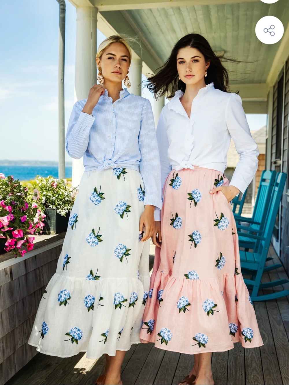 Kiel James Patrick Hydrangea Embroidered Linen Skirt in White - Picture 6 of 9
